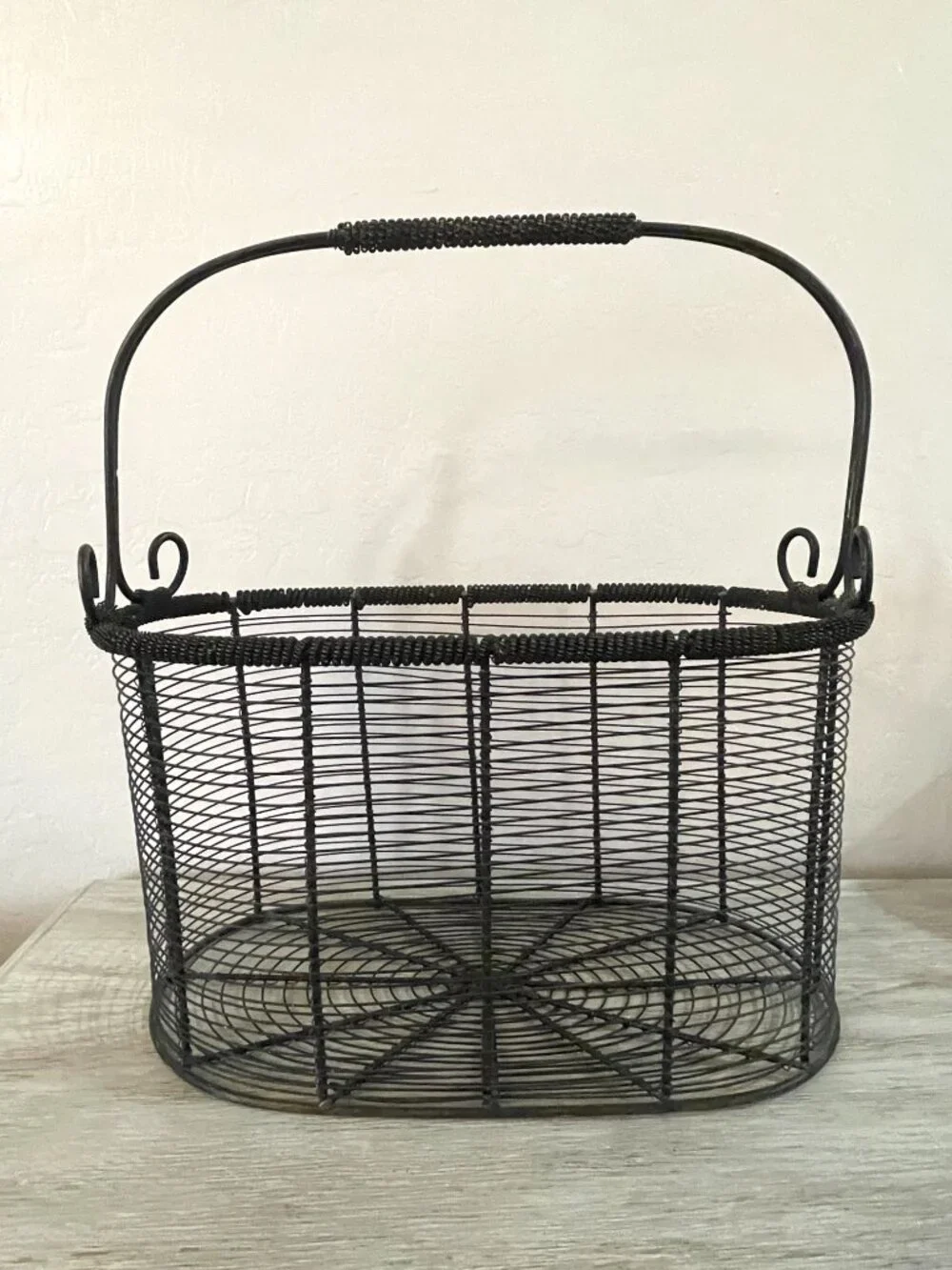 Large Wire Metal Basket Sturdy With Handle